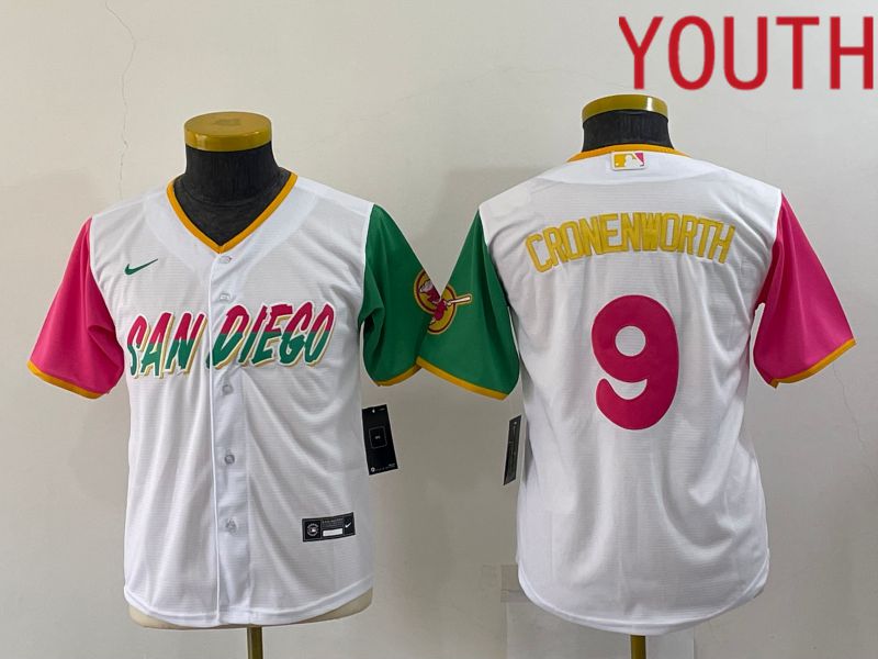 Cheap Youth San Diego Padres 9 Cronenworth White City Edition Nike 2022 MLB Jersey